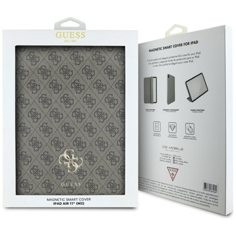 Husa iPad Air 11 (2024) Guess Magnetic 4G Big Logo, maro, GUFC11RM24PS4SGW