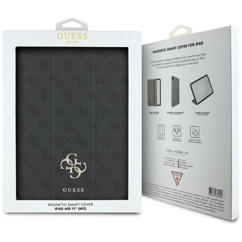 Husa iPad Air 11 (2024) Guess Magnetic 4G Big Logo, negru, GUFC11RM24PS4SGK