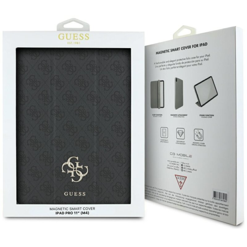 Husa iPad Pro 11 (2024) Guess Magnetic 4G Big Logo, negru, GUFC11PM24PS4SGK