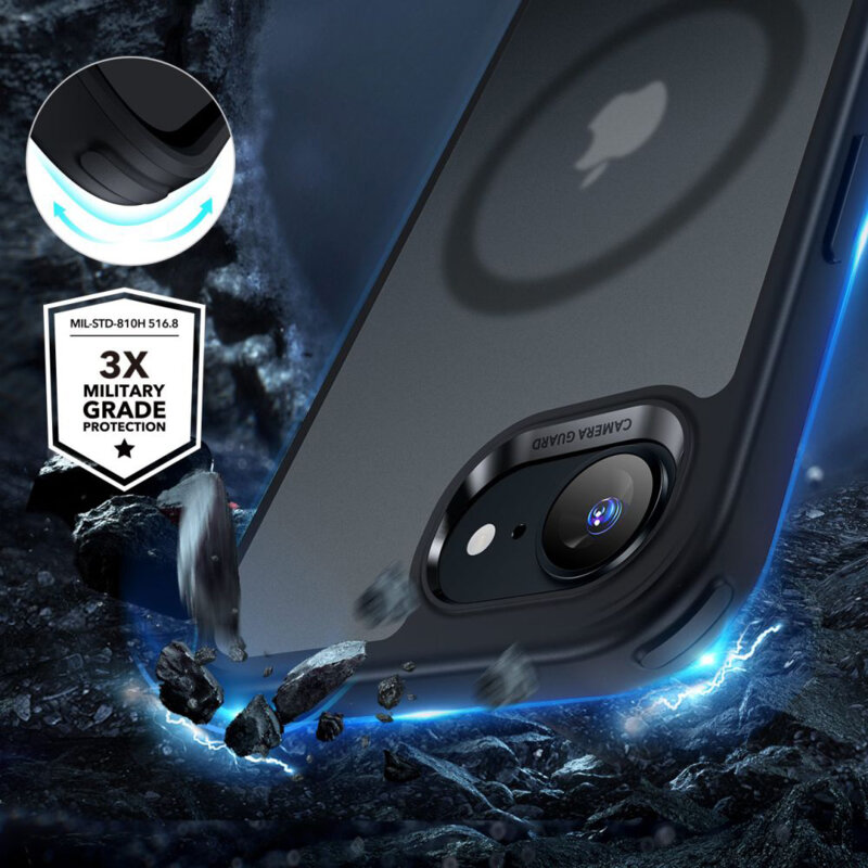 Husa iPhone 16e ESR Classic Hybrid HaloLock, negru frost