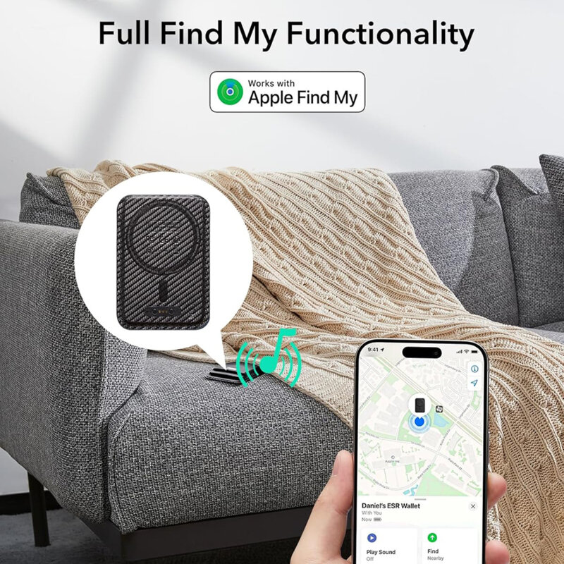 Portofel MagSafe ESR Classic Geo premium pentru 4 carduri, negru