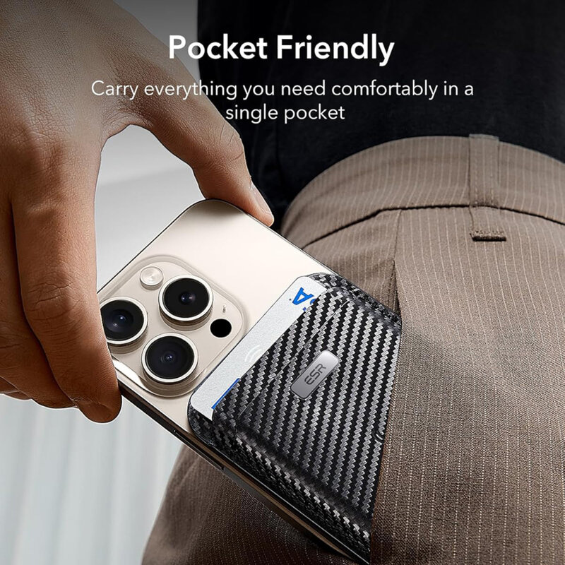 Portofel MagSafe ESR Classic Geo premium pentru 4 carduri, negru