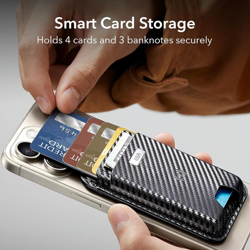 Portofel MagSafe ESR Classic Geo premium pentru 4 carduri, negru