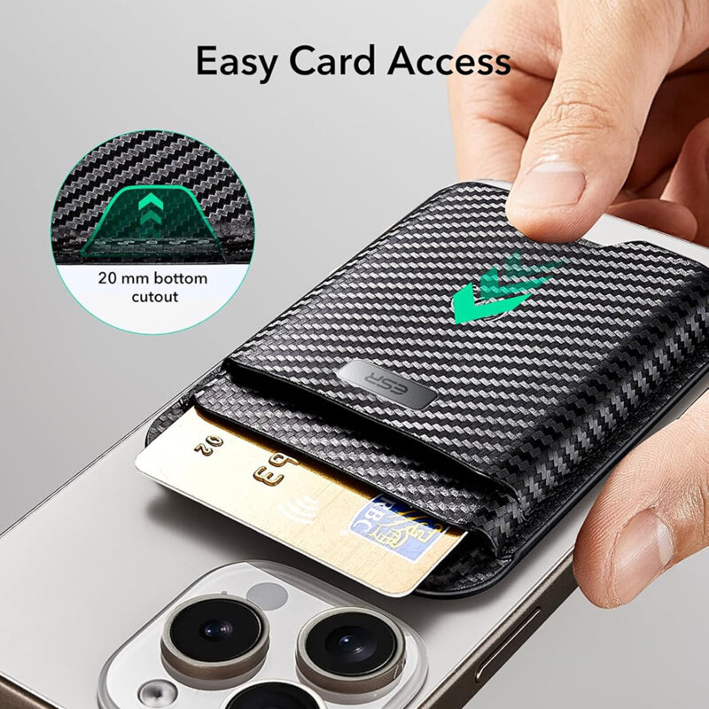 Portofel MagSafe ESR Classic Geo premium pentru 4 carduri, negru