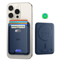 Portofel MagSafe ESR Classic Geo premium pentru 4 carduri, bleumarin
