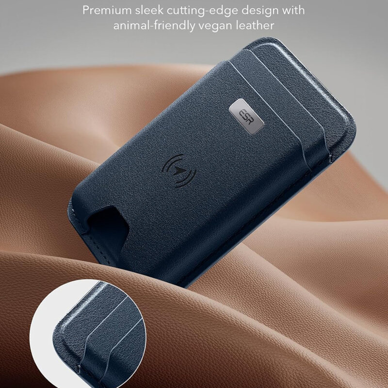 Portofel MagSafe ESR Classic Geo premium pentru 4 carduri, bleumarin