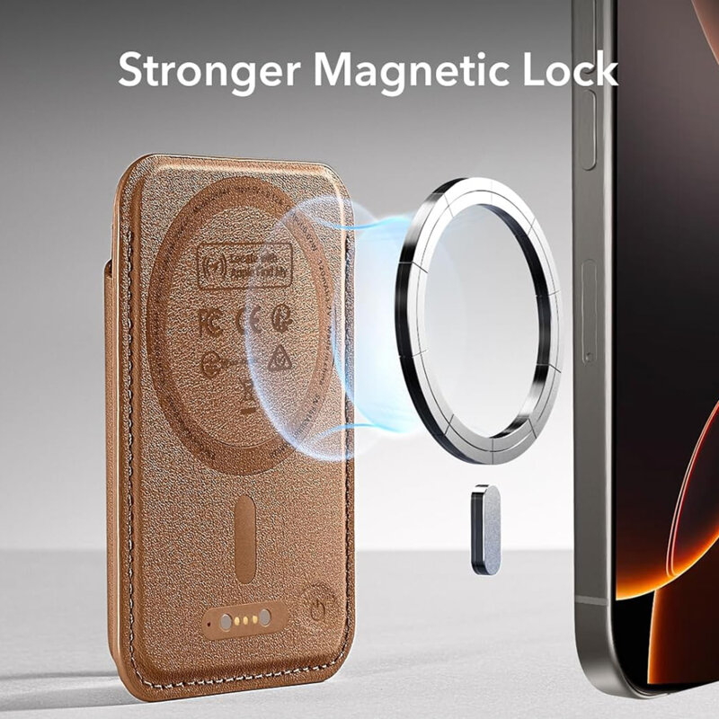 Portofel MagSafe ESR Classic Geo premium pentru 4 carduri, maro