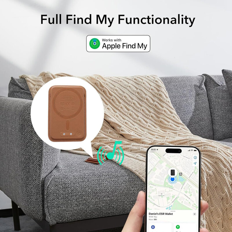 Portofel MagSafe ESR Classic Geo premium pentru 4 carduri, maro