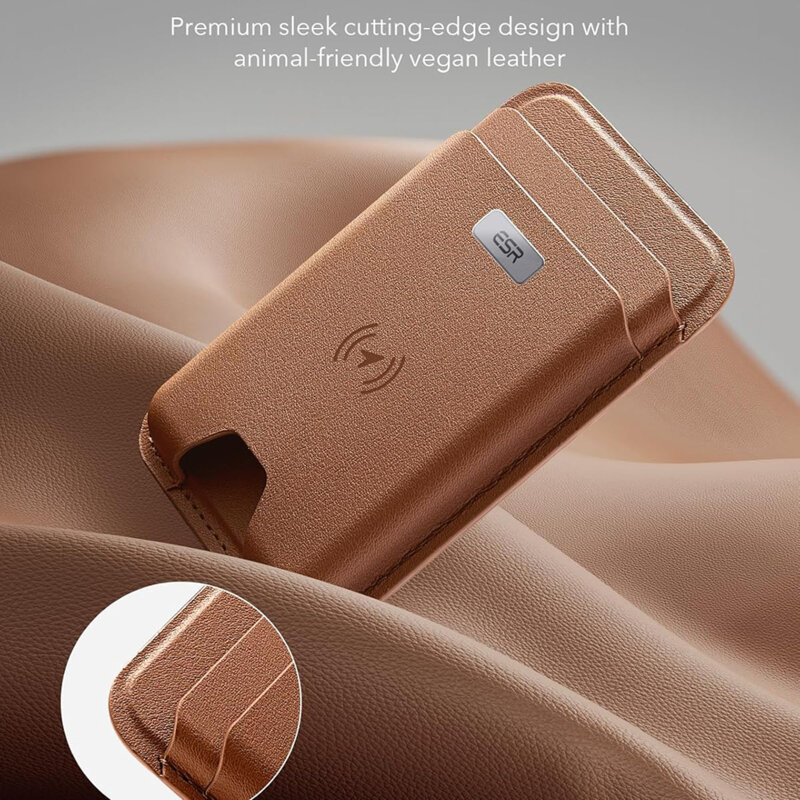 Portofel MagSafe ESR Classic Geo premium pentru 4 carduri, maro