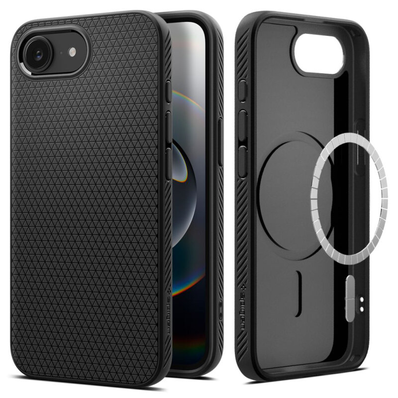Husa iPhone 16e Spigen Liquid Air MagSafe, negru