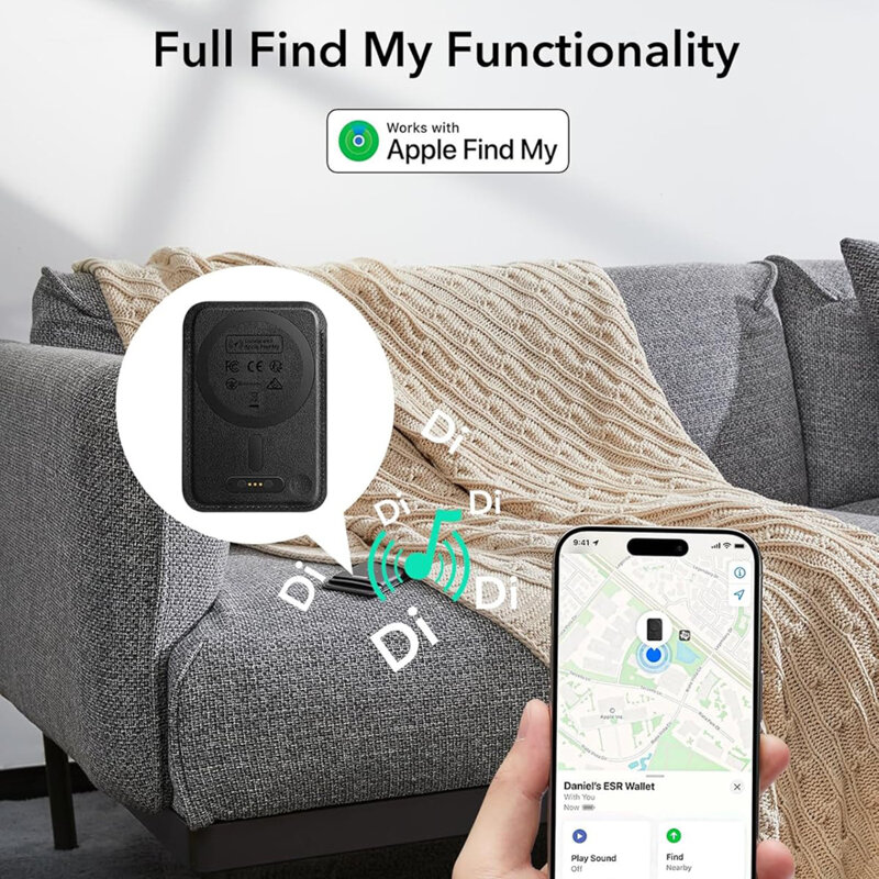 Portofel MagSafe ESR Classic Geo premium pentru 4 carduri, negru