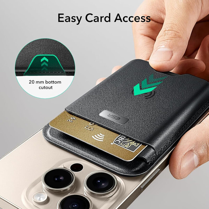 Portofel MagSafe ESR Classic Geo premium pentru 4 carduri, negru