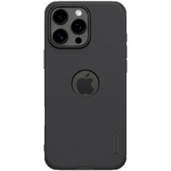 Husa iPhone 16 Pro Max Nillkin Super Frosted Shield Pro, decupaj sigla, negru