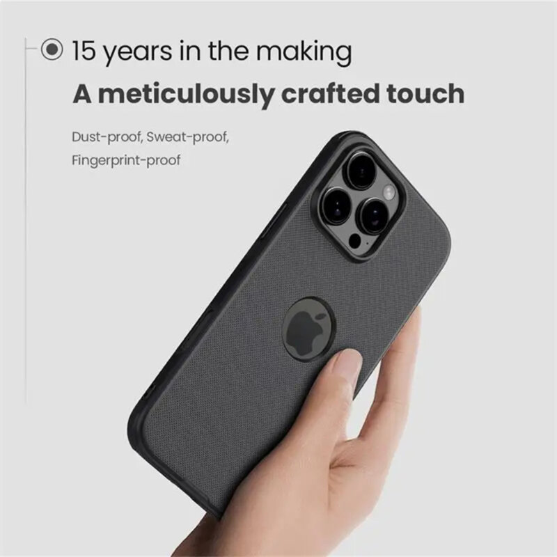 Husa iPhone 16 Pro Nillkin Super Frosted Shield Pro, decupaj sigla, negru
