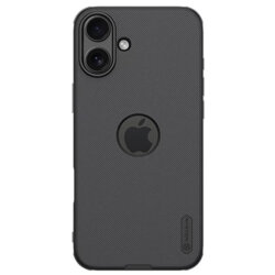 Husa iPhone 16 Nillkin Super Frosted Shield Pro, decupaj sigla, negru