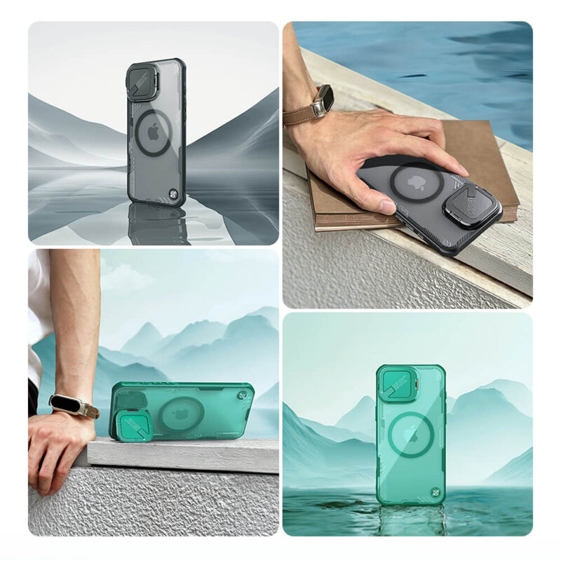 Husa iPhone 16 Plus Nillkin Iceblade Prop Magnetic, fara decupaj camera, negru