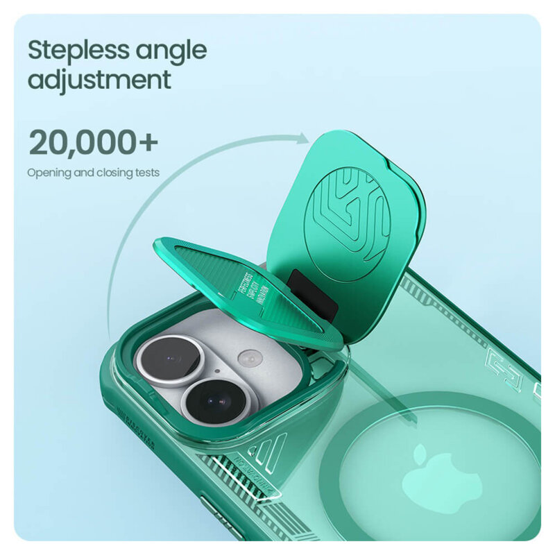 Husa iPhone 16 Plus Nillkin Iceblade Prop Magnetic, fara decupaj camera, verde