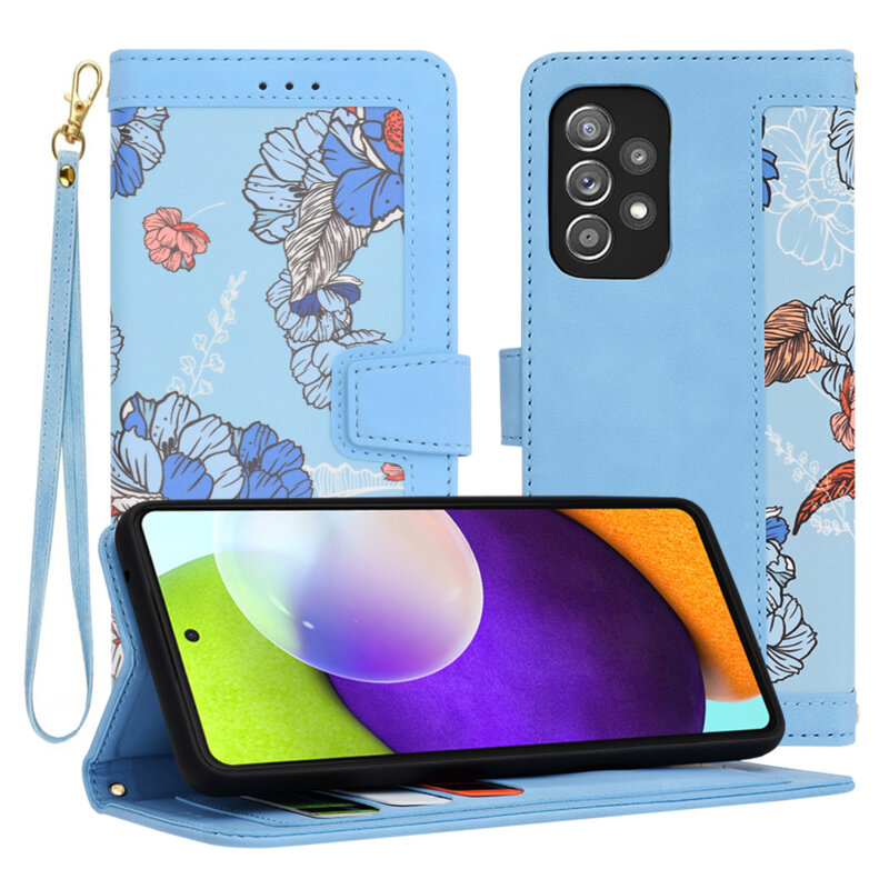 Husa personalizata fete Samsung Galaxy A52 5G Techsuit FlipCraft, bleu