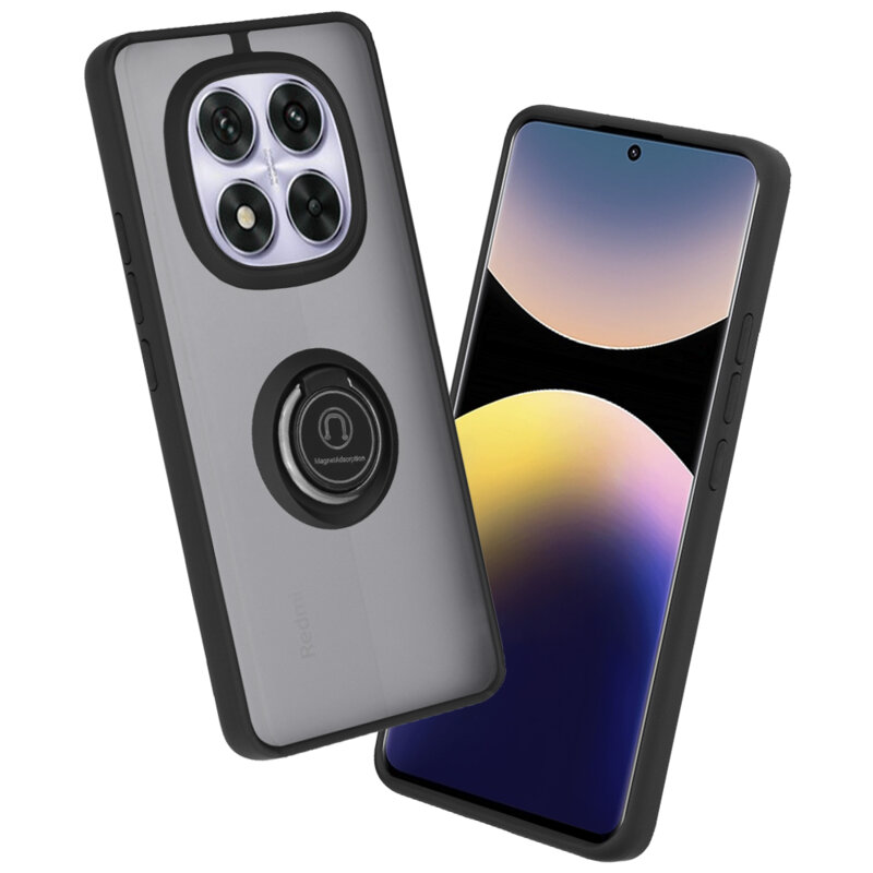 Husa Xiaomi Redmi Note 14 Pro 4G Techsuit Glinth cu inel suport stand magnetic, negru