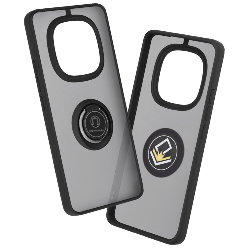 Husa Xiaomi Redmi Note 14 Pro 4G Techsuit Glinth cu inel suport stand magnetic, negru