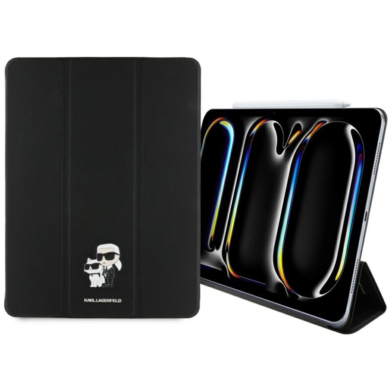 Husa iPad Pro 13 (2024) Karl Lagerfeld Saffiano Magnetic Karl &Choupette, negru, KLFC13PM24SAKCK