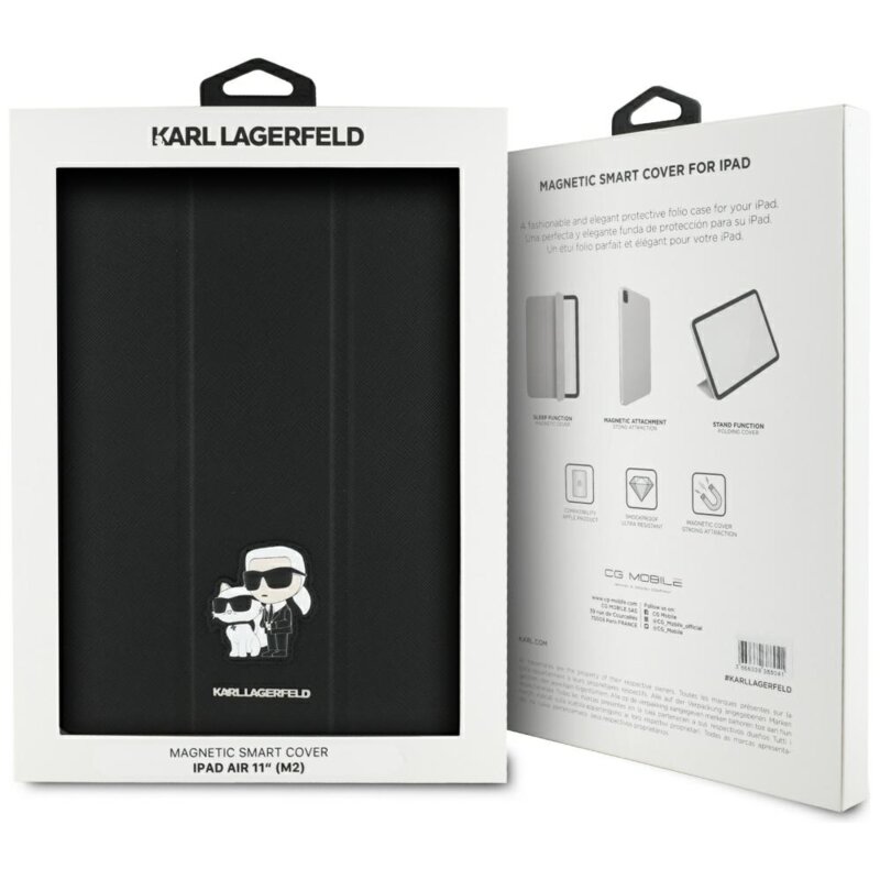 Husa iPad Air 11 (2024) Karl Lagerfeld Saffiano Magnetic Karl &Choupette, negru, KLFC11RM24SAKCK