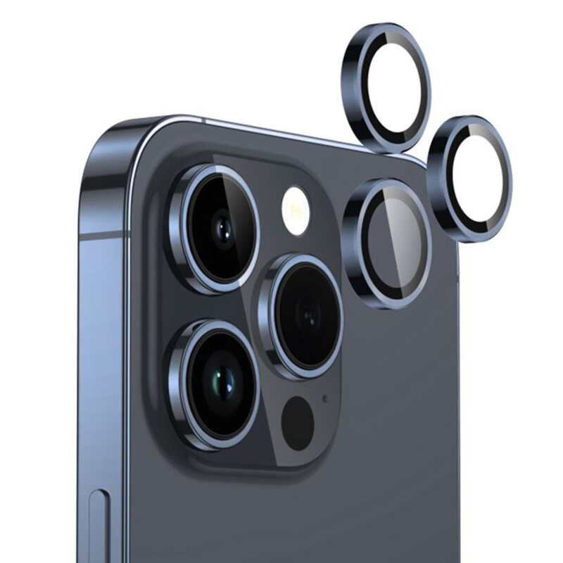 Folie sticla iPhone 15 Pro Camera Protector Lito S+, albastru