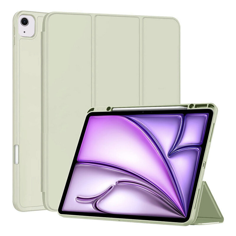 Husa iPad Air 13 (2025) Techsuit Flex Trifold Pen, verde deschis