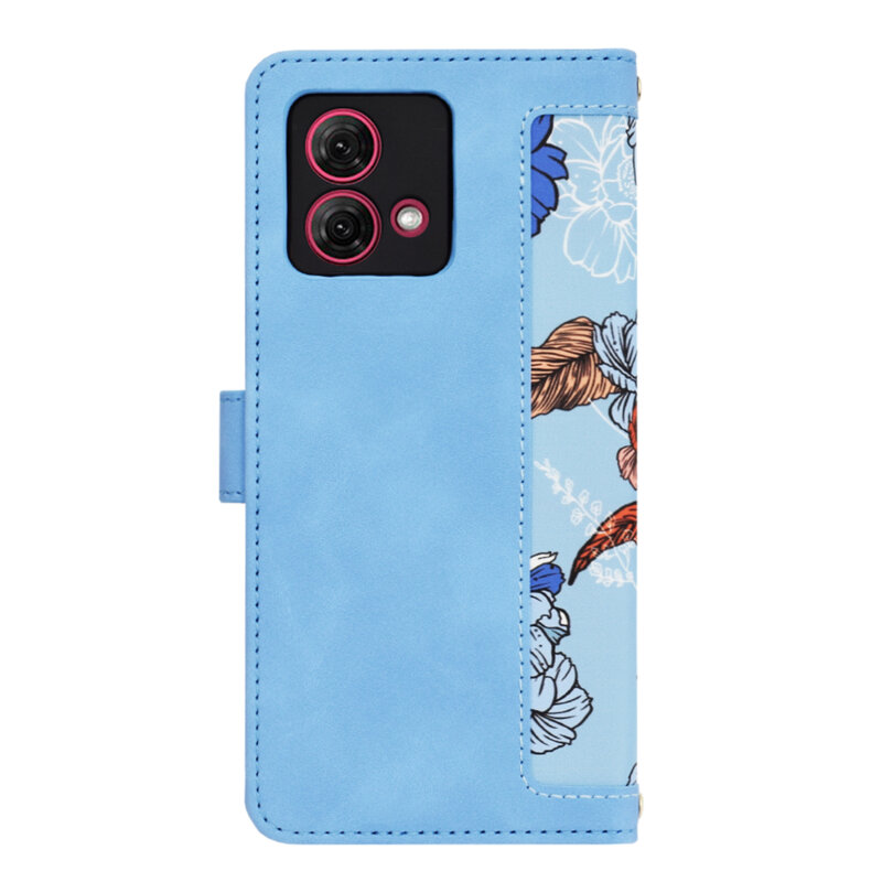 Husa personalizata fete Motorola Moto G84 Techsuit FlipCraft, bleu
