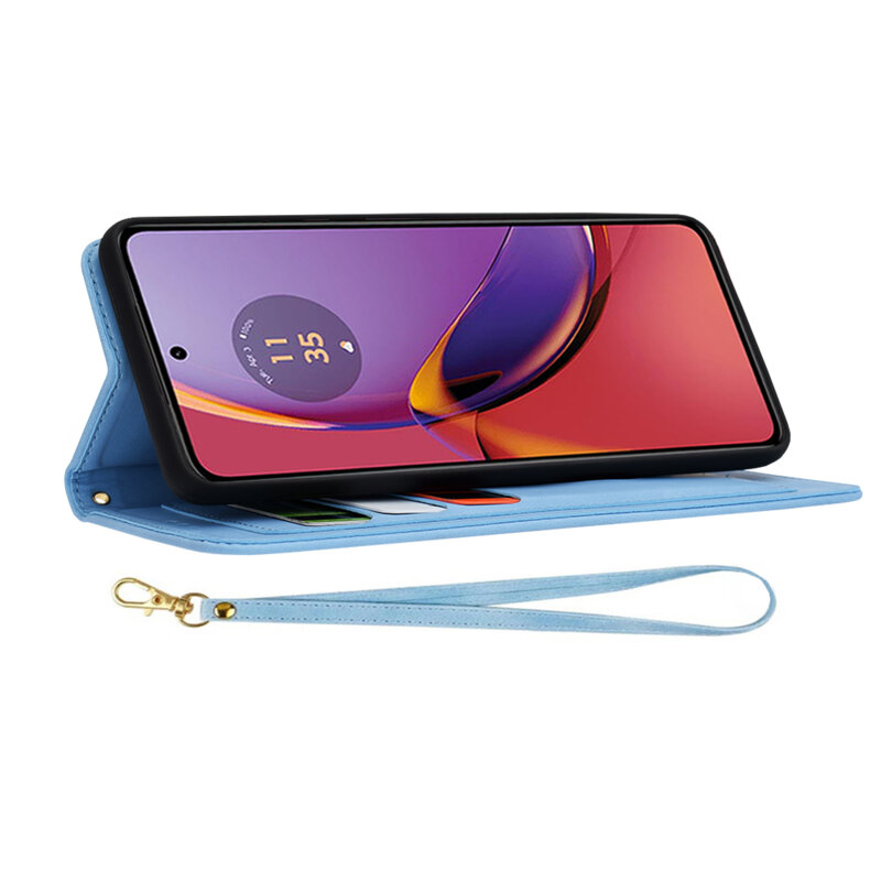 Husa personalizata fete Motorola Moto G84 Techsuit FlipCraft, bleu