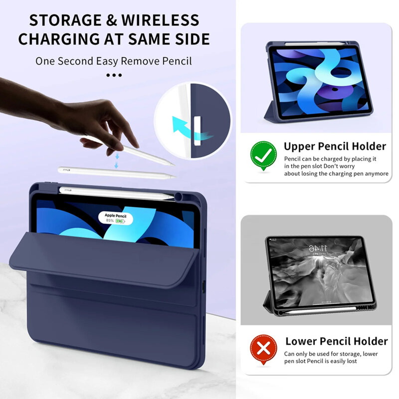Husa iPad Air 11 (2025) Techsuit Flex Trifold Pen, negru