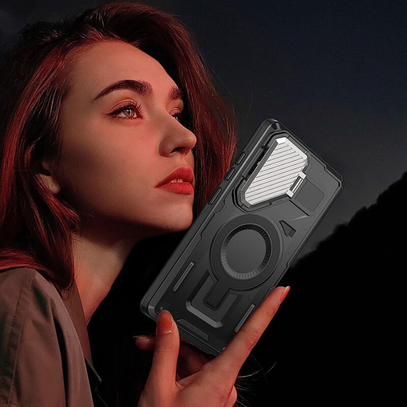 Husa Samsung Galaxy S23 FE protectie camera Techsuit CamVault MagSafe, negru