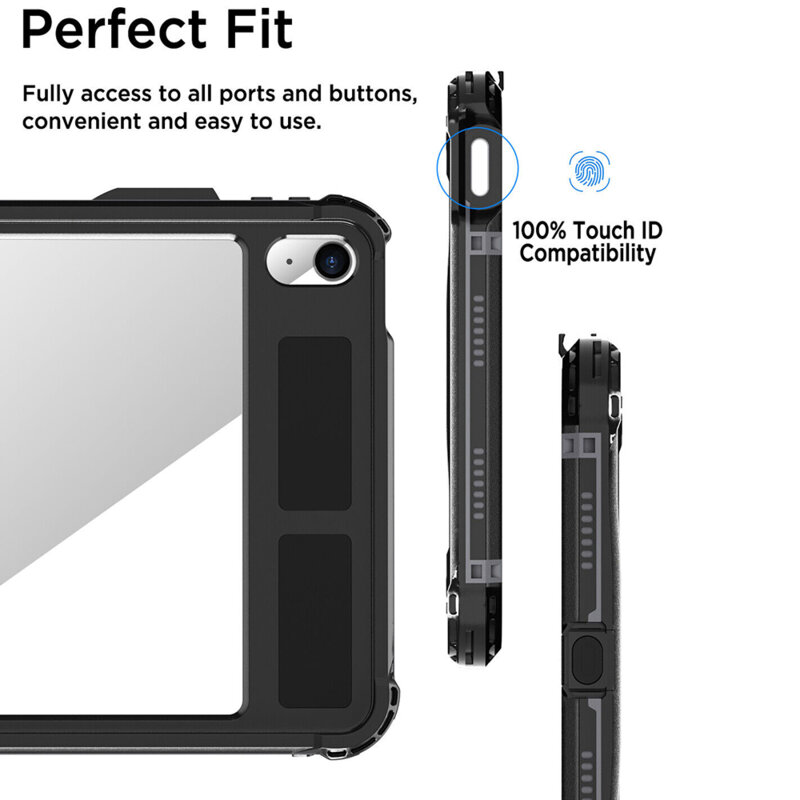 Husa 360 iPad 11 (2025) ShellBox Waterproof IP68, negru