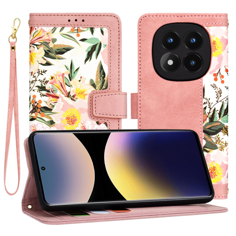 Husa personalizata fete Xiaomi Redmi Note 14 Pro 4G Techsuit FlipCraft, roz