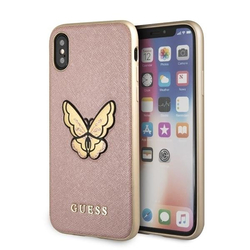 Bumper iPhone X, iPhone 10 Guess Butterfly Saffiano - Rose Gold GUHCPXESPBRG