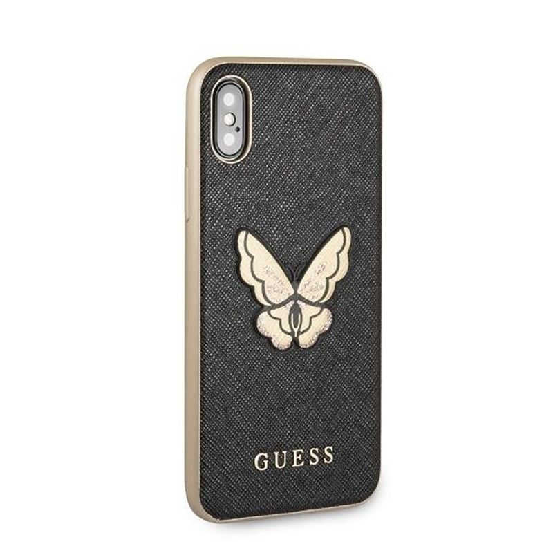 Bumper iPhone X, iPhone 10 Guess Butterfly Saffiano - Black GUHCPXESPBBK