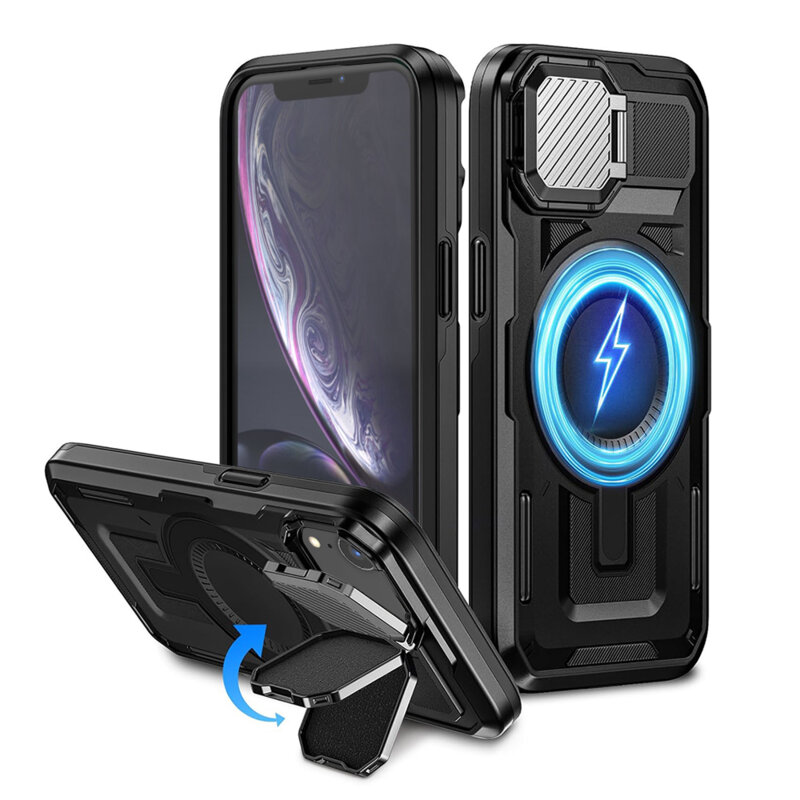 Husa iPhone XR protectie camera Techsuit CamVault MagSafe, negru