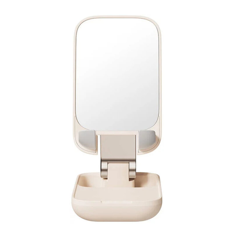 Suport telefon birou cu oglinda Baseus Seashell, bej, B10551501411-00
