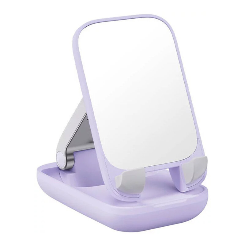 Suport telefon birou cu oglinda Baseus Seashell, mov, B10551501511-00