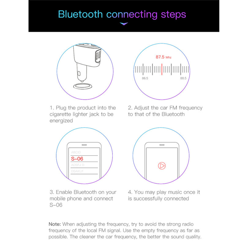 Modulator FM Bluetooth, incarcator bricheta auto Baseus S-06