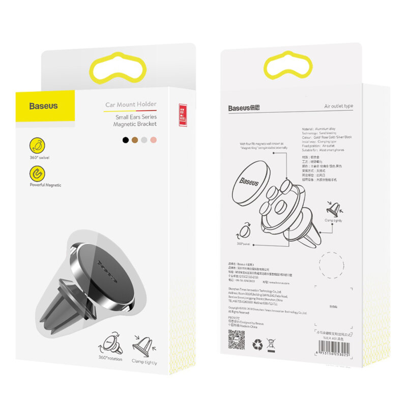 Suport telefon magnetic pentru masina Baseus, negru, SUER-A01