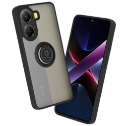 Husa Xiaomi Poco X7 Pro Techsuit Glinth cu inel suport stand magnetic, negru