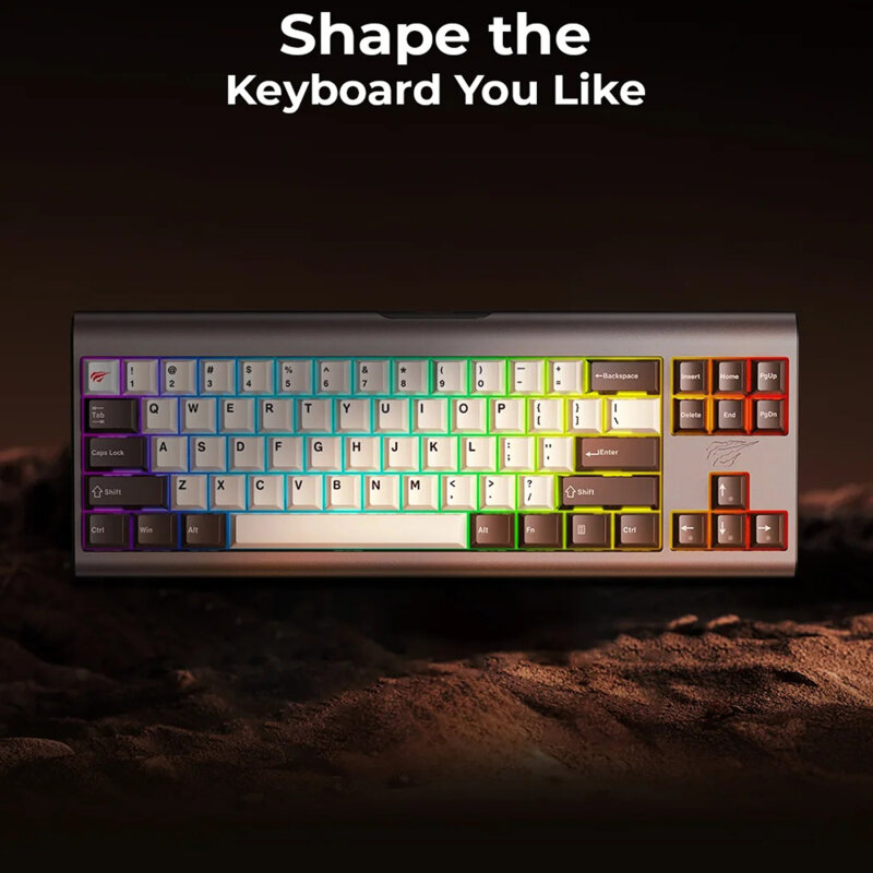 Tastatura gaming mecanica RGB Havit KB896L, 1.2m, roz