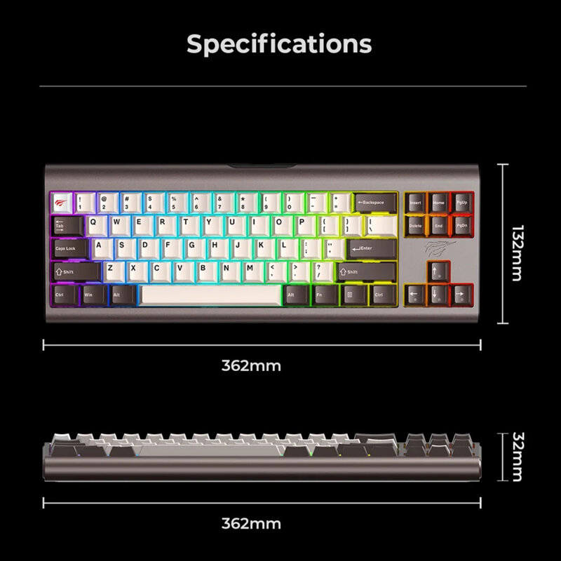 Tastatura gaming mecanica RGB Havit KB896L, 1.2m, roz