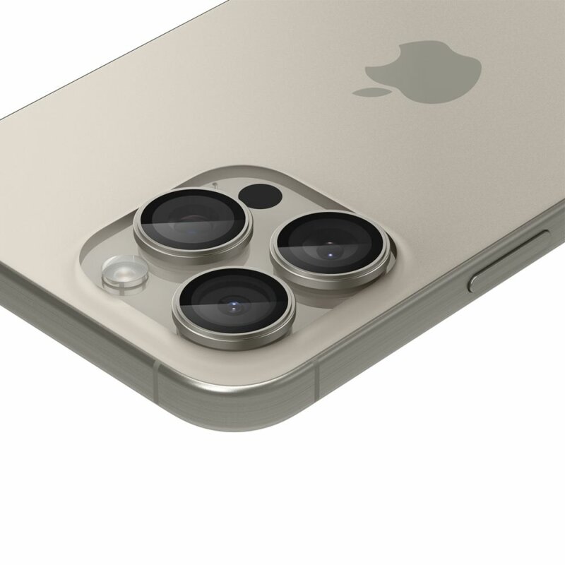 [Pachet 2x] Folie sticla camera iPhone 16 Pro Max Spigen Glas.tR Optik EZ Fit Pro, bej