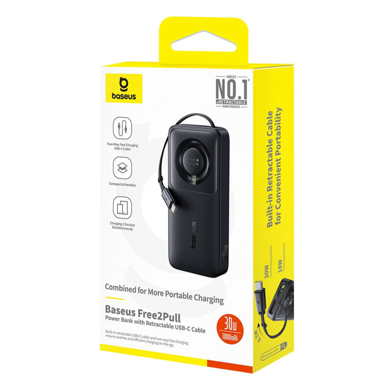 Baterie externa 10000mAh Free2Pull Baseus, 30W, negru, P10073701123-00