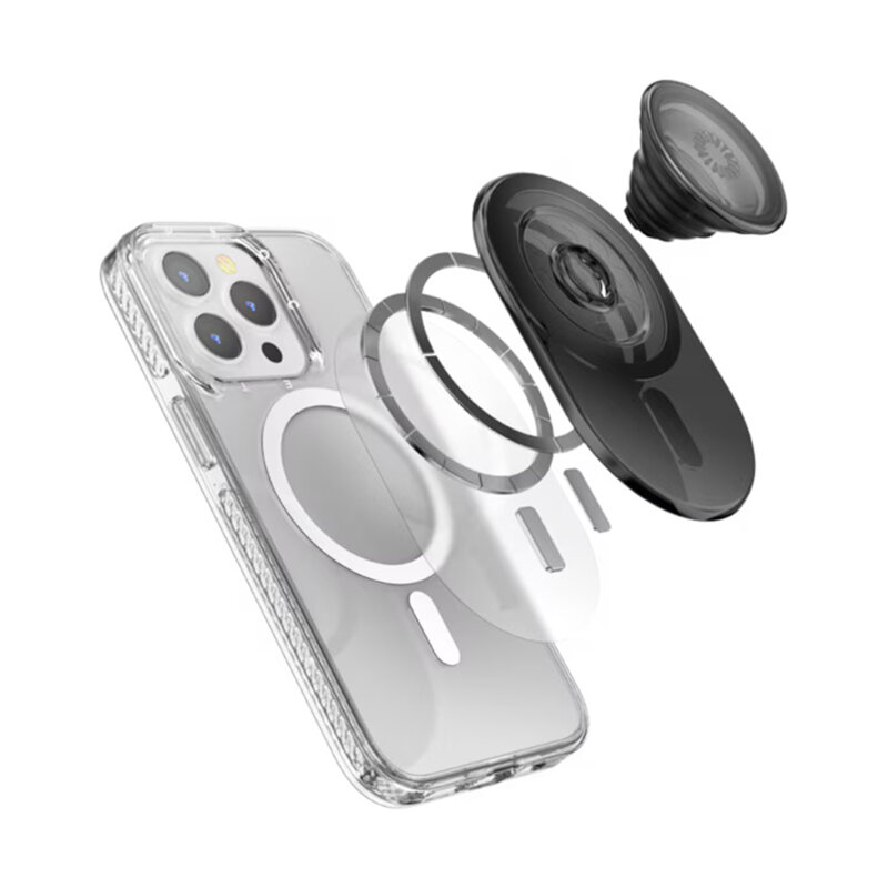 Popsockets original, suport cu functii multiple, Transparent Black