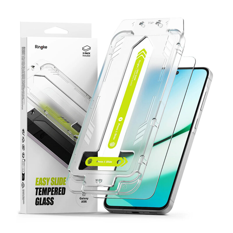 [Pachet 2x] Folie sticla Samsung Galaxy A56 5G Ringke Easy Slide Tempered Glass, transparenta