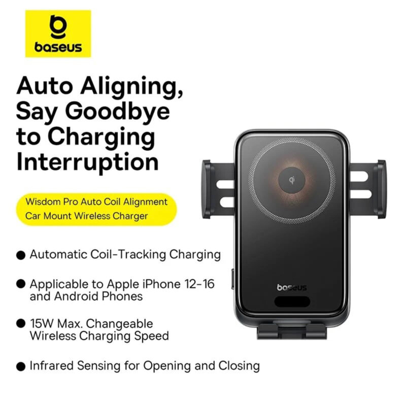 Suport telefon auto 15W Baseus Wisdom Pro, 360°, C40381501123-00