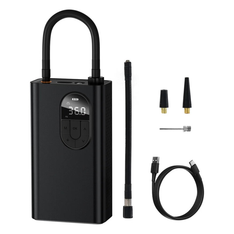Compresor auto portabil, silentios, cu display digital Baseus, negru